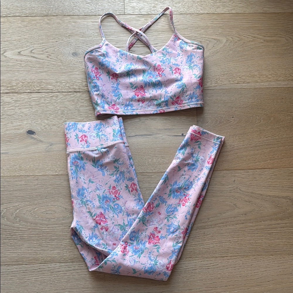 LoveShackFancy x Bandier floral workout set sz S